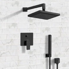 Matte Black Rain Shower System with Handheld, Rain Shower Head, Shower Faucet Set